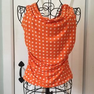 Orange with white polka dots tank-blouse